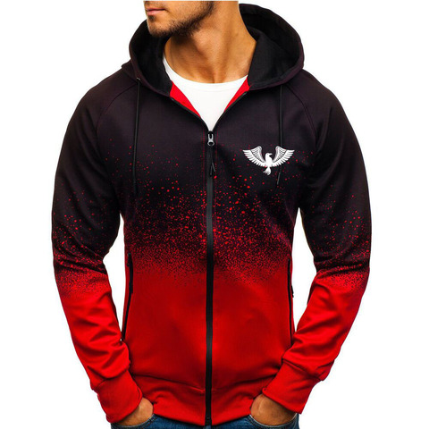 Jacket Men Casual Gradient color Hooded Sweatshirts zipper Hoodies Man Clothing ► Photo 1/1