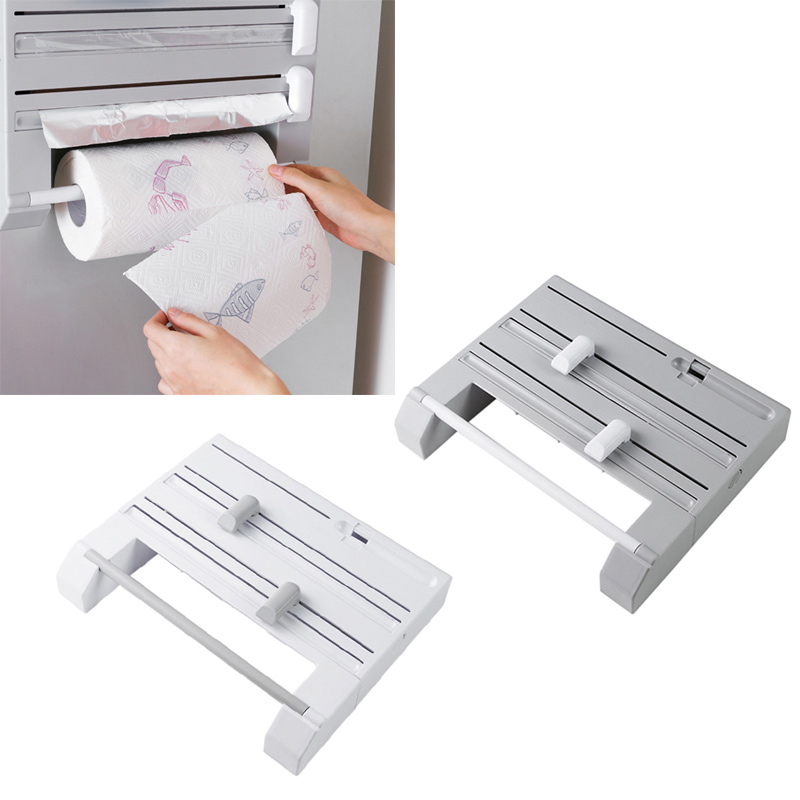 Wall Mounted Kitchen Wrap Film Paper Towel Rack Paper Roll Dispenser Holder 