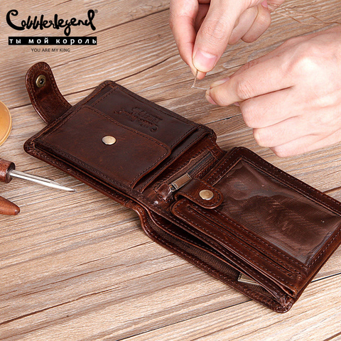 Cobbler Legend Black Cow Genuine Leather Men Wallets Short 100% Top Quality Fashion High Quality Coin Purse 2022 Original Brand ► Photo 1/6