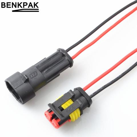 2 Pin Way Sealed Waterproof Electrical Wire Connector Plug Set auto connectors with cable ► Photo 1/6