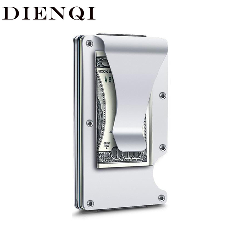 DIENQI Anti Rfid Metal Bank Credit Card Holder Men Minimalist Wallets Slim Thin Tactical Business ID Cardholder Case Women Purse ► Photo 1/6