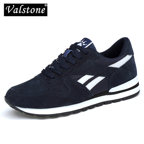 Autumn Men sneakers Natural Pig skin material Male trainers outdoor stylish shoes lace-up flats Non-slip Rubber sole Blue Grey ► Photo 1/6