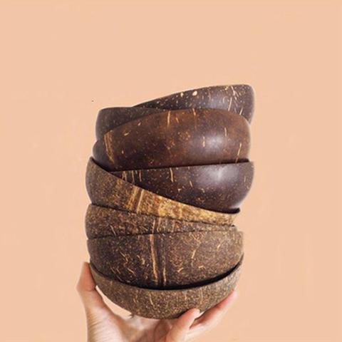 Creative Natural Coconut Wood Bowl Eco Friendly Coconut Shell Fruit Salad Noodles Rice Ice Cream Wood Bowl Art Crafts Decoration ► Photo 1/6