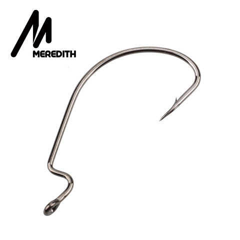 MEREDITH 50pcs Fishing Hook Carbon Steel Wide Crank Offset Fishhook For Soft Worm Lure 5/0#-8# Bass Barbed Carp Fishing Hooks ► Photo 1/6