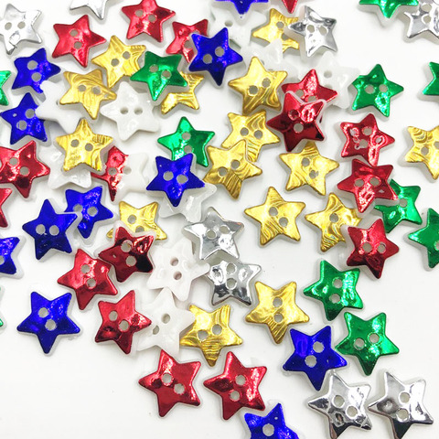 50PCS 12MM Star 2 Holes Plastic Buttons Children's Apparel Sewing Accessories DIY Scrapbooking Crafts PT301 ► Photo 1/1