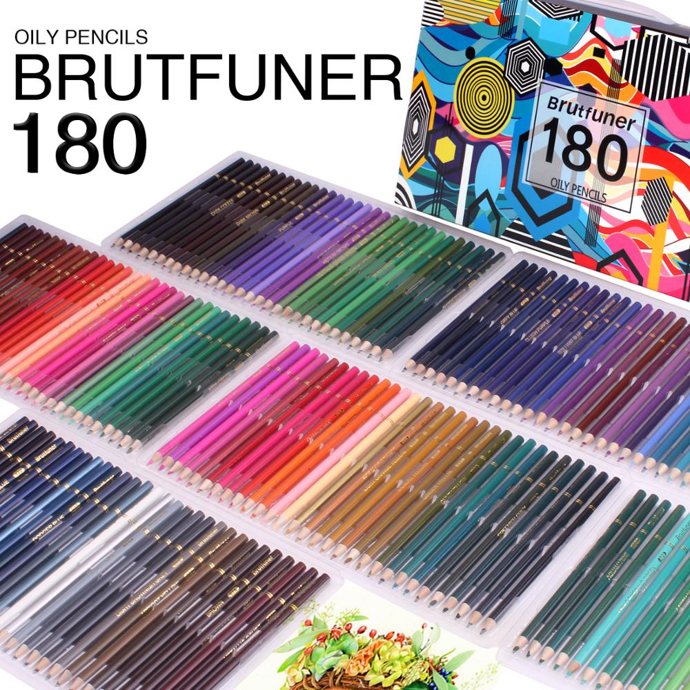 Brutfuner 48/72/120/160/180Color Professional Oil Color Pencils Wood Soft