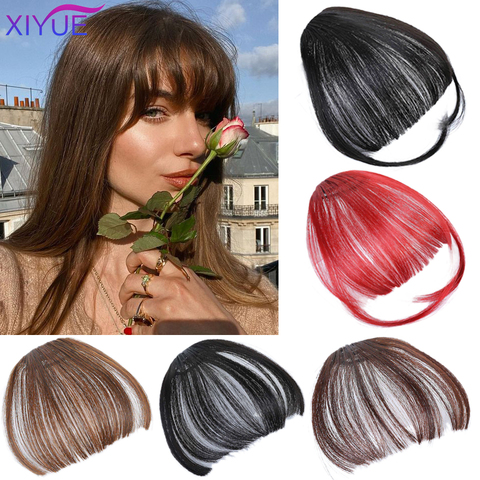 XIYUE Air Bangs Pure Bangs Hair Extension Synthetic Wig Natural Black Light Brown Dark Brown Black High Temperature Fiber ► Photo 1/6