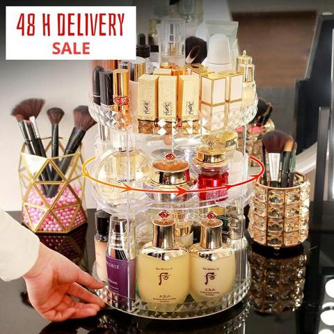 360 Degree Rotating Cosmetic Storage Box Makeup Organizer Cosmetics Storage Rack Fashion Crystal helf Display Stand High Capacit ► Photo 1/6