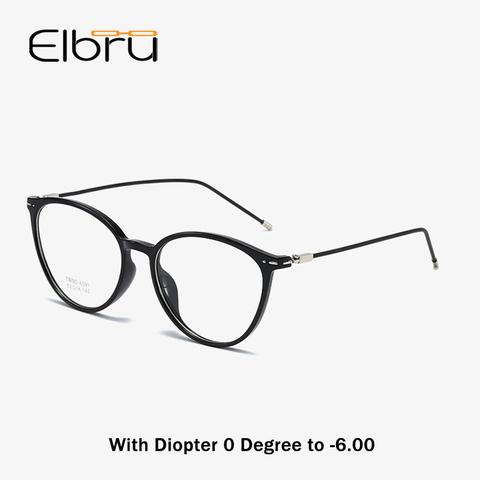 Elbru Cat Eye Finsihed Myopia Glasses With Diopter 0 -0.5 1.0 1.5 2.0 2.5 3.0 3.5 4.0 4.5 5.0 5.5 6.0 Nearsighted Eyeglasses ► Photo 1/6