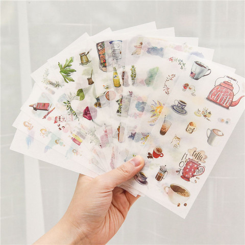 6 sheets/pack Cartoon Cat Washi Paper Sticker Kawaii Bullet Journal Stickers Scrapbooking Daily Planner Stationery Supplies ► Photo 1/4