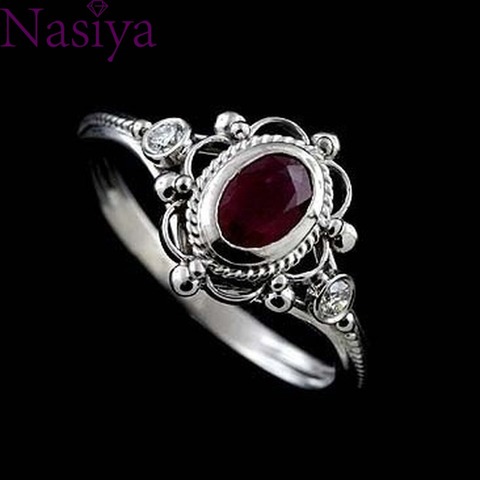 Engagement Proposal Ring Ruby Thai Silver 925 Silver Gemstone Rings Anniversary Wedding Gift ► Photo 1/6
