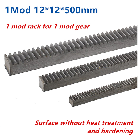 1pc 1M 12*12*500mm rack width12mm length 500mm 1Mod 1 Modulus High Precision Gear Rack steel ► Photo 1/2