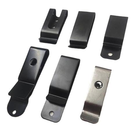 Meetee 5pcs Black Metal Spring Buckles Belt Holster Sheath Clip Clasp for Pockets Wallet Key Hooker DIY Waist Clips with Screws ► Photo 1/1