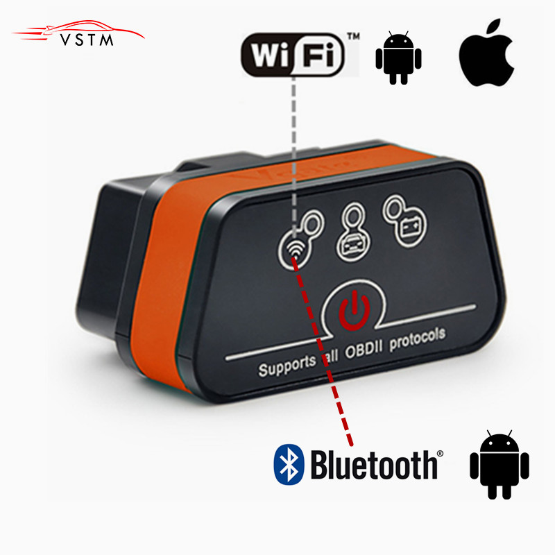 WiFi/Bluetooth Wireless OBD2 OBDII ELM327 Diagnostic Scanner For iPhone Android 