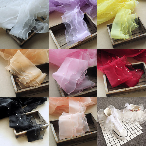 14cm wide Modern organza beaded three-layer ruffled decorative lace handmade DIY hat shoes cloth doll edge ► Photo 1/5