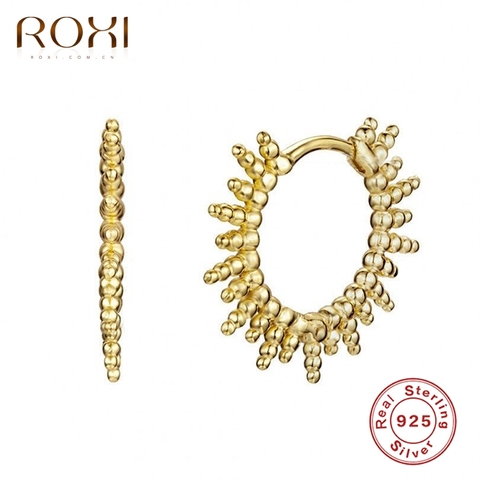 ROXI Gothic Ins Small Geometric Beads Hoop Earrings for Women Men Jewelry Cartilage Earrings 925 Sterling Silver Pendientes ► Photo 1/6