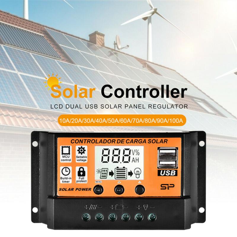 30A Solar Panel Controller Battery Charge Regulator 12V//24V Auto With Dual USB
