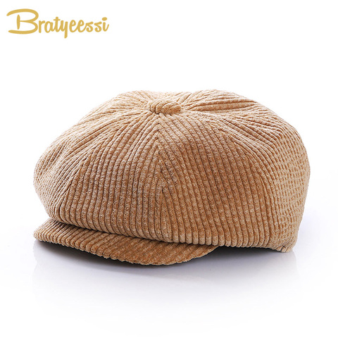 Vintage Baby Hat for Boys Corduroy Newsboy Baby Cap Kids Hats Autumn Winter Baby Boy Hat for 1-7Y ► Photo 1/6