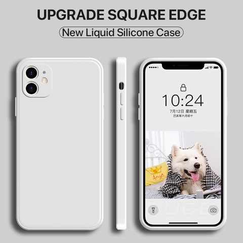 New Luxury Classic Square Edge Soft Liquid Silicone Case For