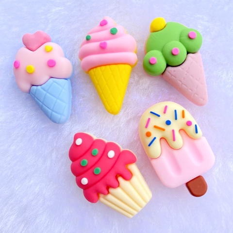 10pcs Mini ice cream PVC flexible glue Flat back DIY Scrapbook Embellishment Phone Craft Decoration E22 ► Photo 1/6