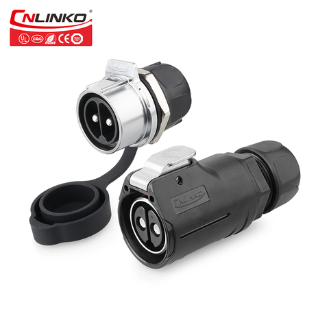 Cnlinko M28 Male Female Plug 2Pin Power Connector Electrical 2 Pin AC 500V 50A Screw Locking Aviation Connectors Automotive Car ► Photo 1/6