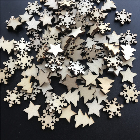 50pcs Wooden Christmas Tree Snowflakes Stars DIY Christmas Hanging Ornaments Pendant Table Confetti Christmas Home Decorations ► Photo 1/6