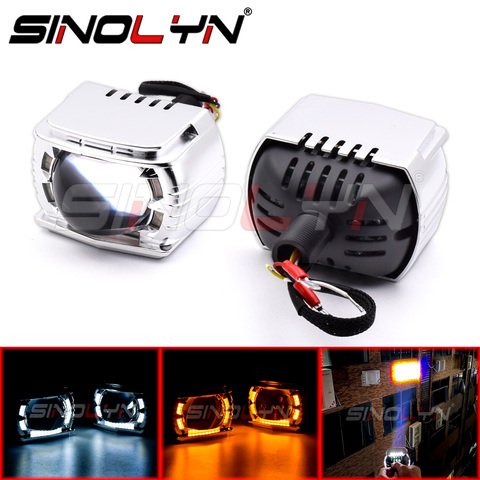 Sinolyn High Beam LED Projector Lens H1 H7 9005 9006 Angel Eyes Lenses For Headlights 34W Turn Signal Switchback Car Accessories ► Photo 1/6