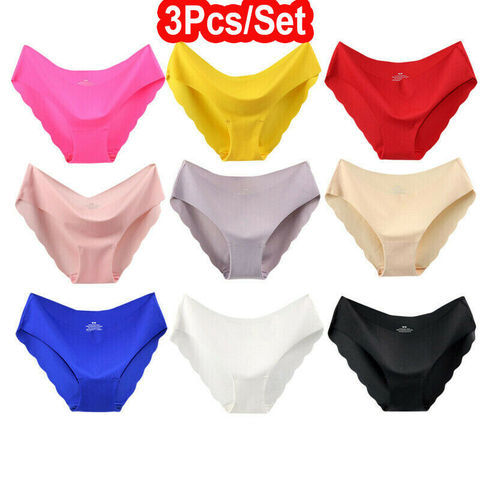3 Pcs Ice Silk Seamless Underwears Underwear Women Comfortable Cool Fashion Ladies Mid-waist Underwear Women Sexy Underwear ► Photo 1/6