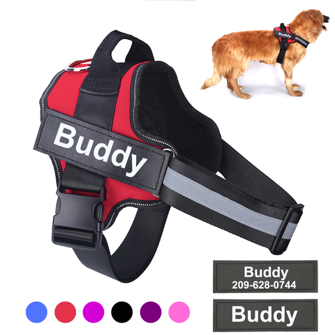 Dog Harness No Pull Reflective Breathable Pet Harness With Name For Dogs Custom Patch Adjustable Outdoor Walking Dog Supplies ► Photo 1/6