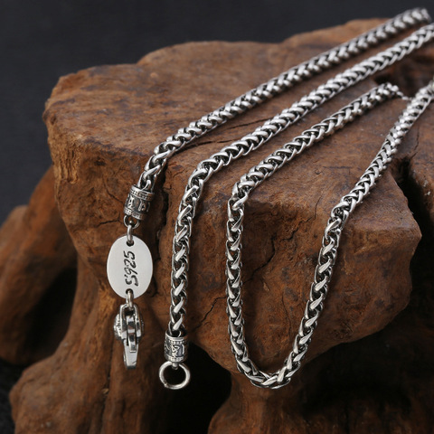 Necklace 100% Real 925 Sterling Silver 3mm Thick Twist Rope chain Necklace Jewelry 2022 accesorios christmas N04 ► Photo 1/6