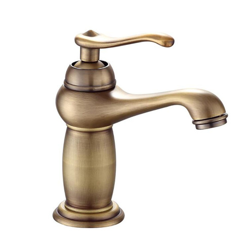 Antique Brass Bathroom Sink Faucets Single Handle One Hole Deck Mounted Lavatory Mixer Tap Retro Basin Faucets, Brushed ► Photo 1/5