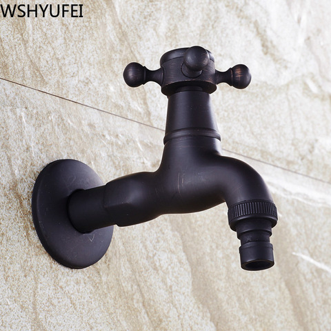 Retro washing machine faucet copper bathroom corner basin faucet single cold garden faucet black oil outdoor faucet small faucet ► Photo 1/1