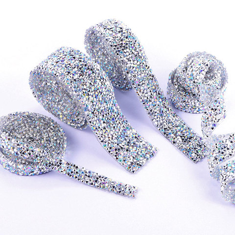 1 Yard Crystal AB Resin Hot Fix Rhinestone Mesh Glitter Strass Chain Ribbon Hot-Fix Patches DIY Garment Decorations F0153 ► Photo 1/6