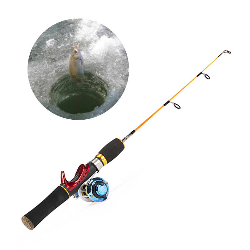 High Quality Carbon Winter Portable Pen Pole Retractable Ice Fishing Rods Reels 