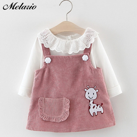 Melario Baby Girl Dress Autumn Baby Girl Princess Clothes Cute Girls Long Sleeve T-shirt Tops Cartoon Giraffe Dress 2pcs Suit ► Photo 1/6