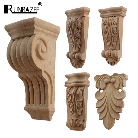 Retro Vintage Wood Carved Onlay Applique Carpenter Frame Decal Furniture Decoration Wooden Craft Decorative Gate Flower Ornament ► Photo 1/6