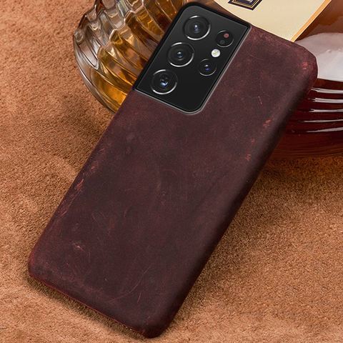 Genuine PULL-UP Leather Phone Case For Samsung Galaxy S21 Ultra S20 FE S8 S9 S10 S21 Plus Note 20 10 A51 A71 A31 A50 M21 M31 M51 ► Photo 1/6