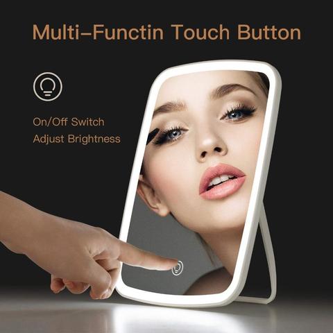 Jordan&Judy Makeup Mirror LED Cosmetic Mirror Touch Dimmer Switch Battery Operat Stand For Tabletop Bathroom Bedroom Travel ► Photo 1/6