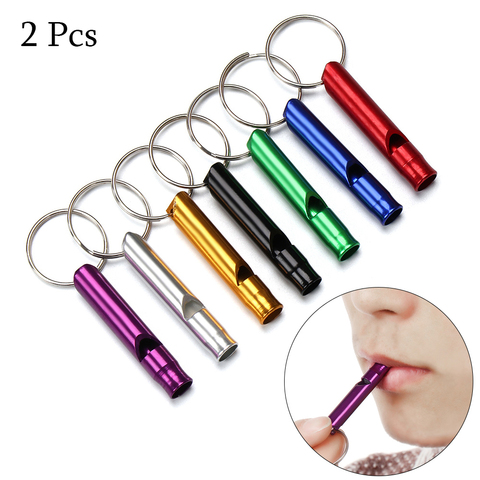2Pcs Aluminum Small Size Whistles Emergency Whistle With Keyring Outdoor Camping Hiking Survival EDC Tools Training Accessories ► Photo 1/6