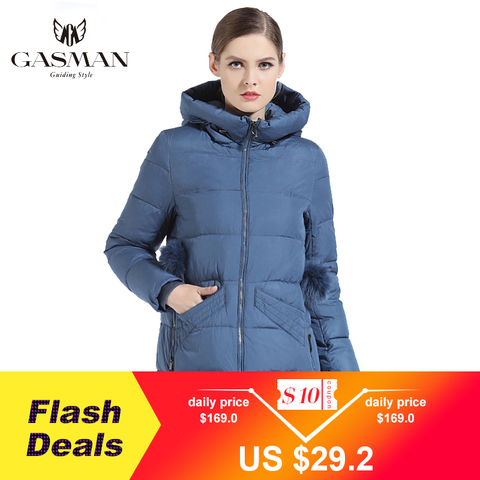 GASMAN Blue Winter Thick Jacket For Women Coat Hooded Fashion Down Jacket Brand Overcoat Female Spring Parka Warm Bio Coat 18833 ► Photo 1/6