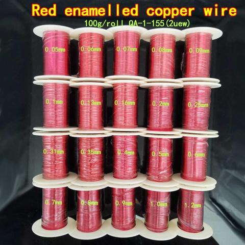 100g Red Magnet Wire 0.16 0.2 0.35 0.8 0.9mm QA-1-155 Enameled Copper Wire Magnetic Coil Winding For Electric Machine inductance ► Photo 1/6