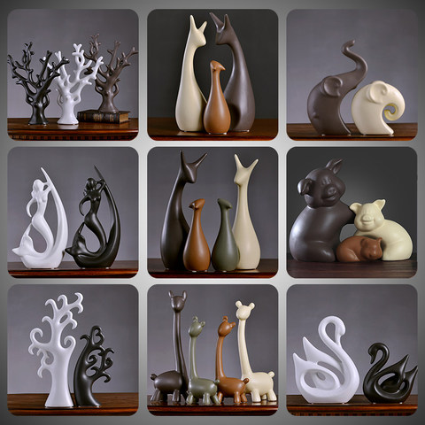 Modern Ceramic Animal Figurines Crafts Swan Deer Ornaments Home Livingroom Furnishing Decoartion Office Desktop Accessories Art ► Photo 1/6