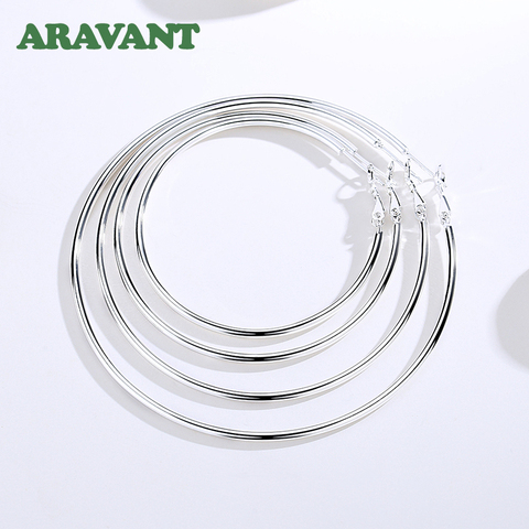 925 Sterling Silver 50MM 60MM 70MM 80MM Hoop Earring For Women Wedding Jewelry Gift ► Photo 1/6