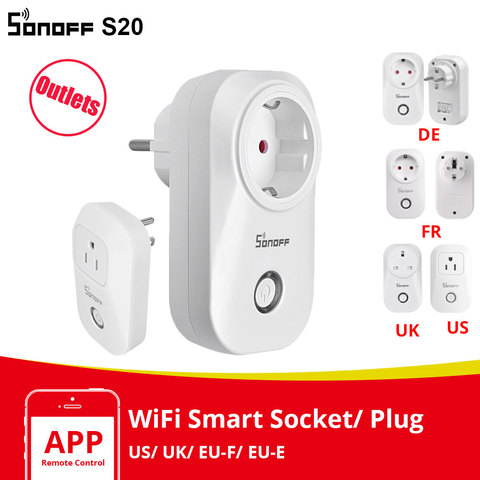 Itead SONOFF Outlet S20 EU/ US/ UK Wifi Plug Wireless Smart Socket Plugs Smart Home Works With Alexa Google Home e-WeLink APP ► Photo 1/6