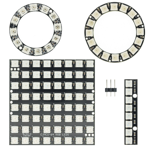 WS2812 module 8 Bit/12 Bit/16 Bit/ 64 Bit 5050 RGB LED full-color built-in driving lights Round LED Ring board Electronic DIY ► Photo 1/6