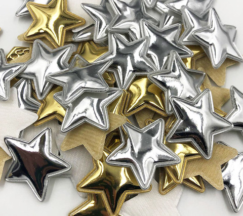 50Pcs  Star Gold/Sliver Padded Patches Appliqued DIY Craft Material Kids Headwear Hair Accessories A356 ► Photo 1/1