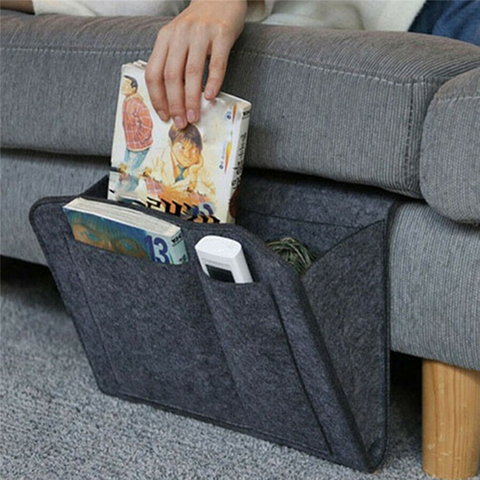 Felt Bedside Storage Bag Organizer Bed Desk Bag Sofa TV Remote Control Hanging Caddy Couch Storage Organizer Bed Holder Pockets ► Photo 1/6