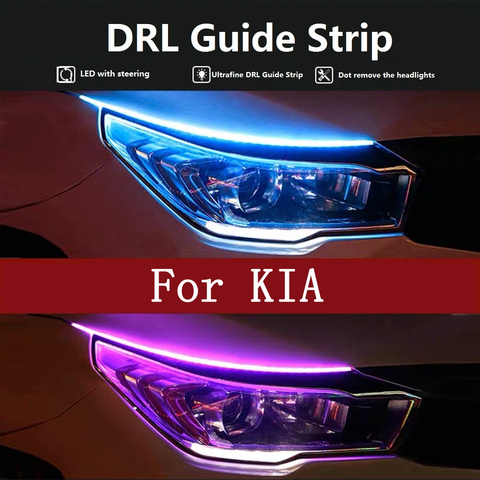 New 2xUlt Led DRL Car Daytime Running Lights Turn Signal Yellow Headlight Strips Auto Styling For KIA Rio 4 2017 2022 K2 K5 KX5 ► Photo 1/6