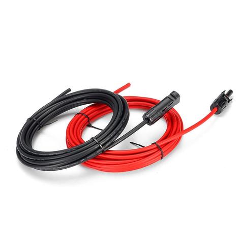 One Pair 13AWG Semi flexible Solar Panel Connection Extension Solar Cables with male and female connector Black plus Red ► Photo 1/6