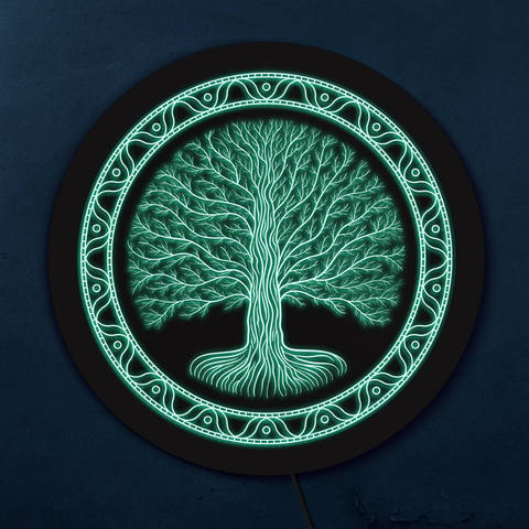 Druidic Yggdrasil Tree of Life Rounded LED Neon Sign Celtic Style Logo Gothic Mythology Minimalist Wall Art Lighting Decor Lamp ► Photo 1/1